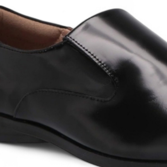 AEROSOLE Menswear Inspired Womens Black Glossy Leather Loafer Minimalist 9.5 - Picture 2 of 13